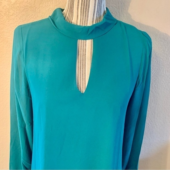 NWT Mini Dress Small Naked Zebra Green Teal Shirt Dress Keyhole Long Sleeved NEW - Picture 4 of 16